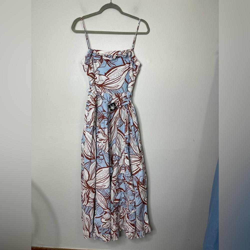 Nicholas the Label Julie Poplin Maxi Dress Mocha Etched Floral Sz 4 Garden - Picture 4 of 16